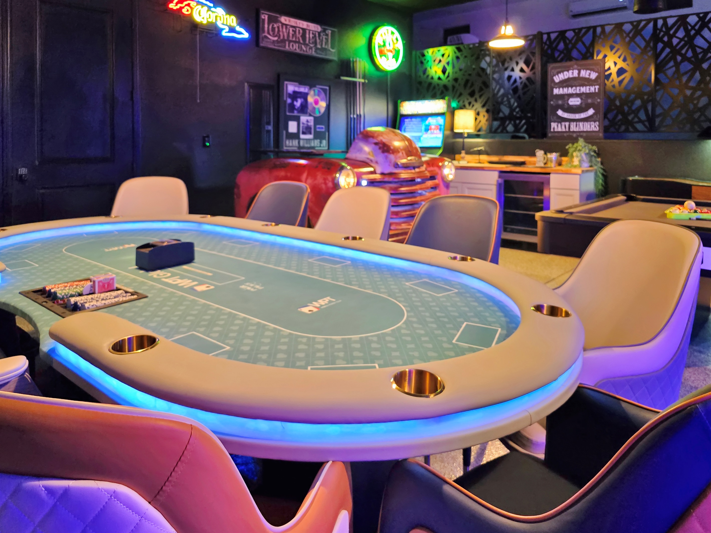 Sophisticated and stylish game room offers hours of fun for all ages. 