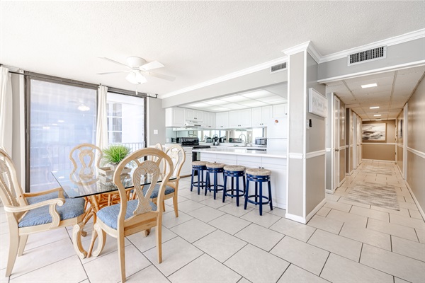Dining table + bar seating