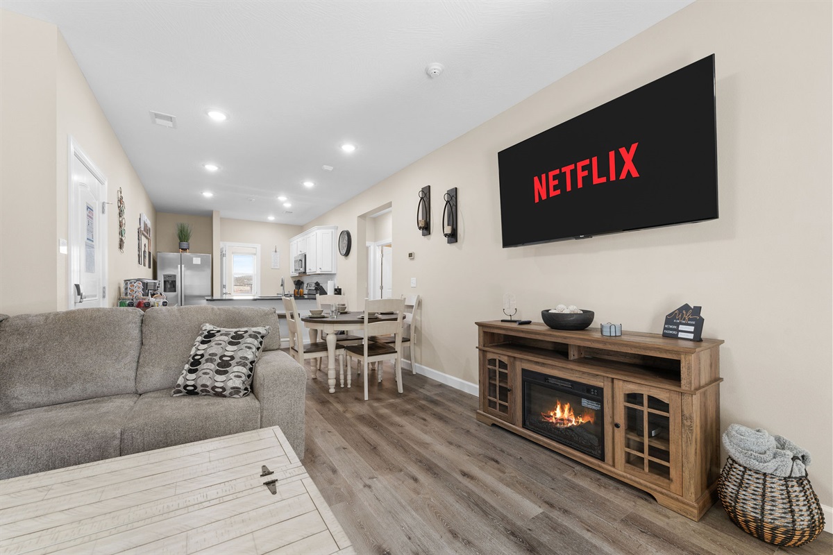 Enjoy the glow of the fire place