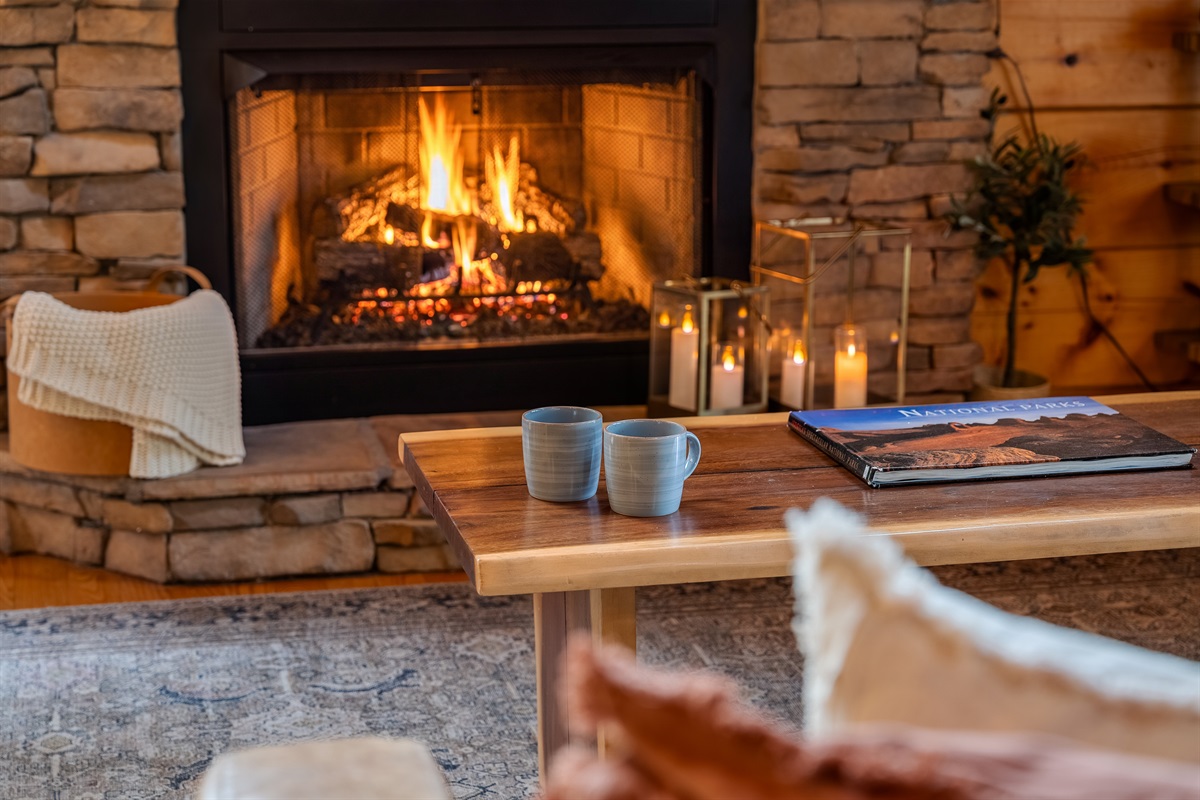 Cozy up by the fire for movie nights, board games, or simply enjoying time together.