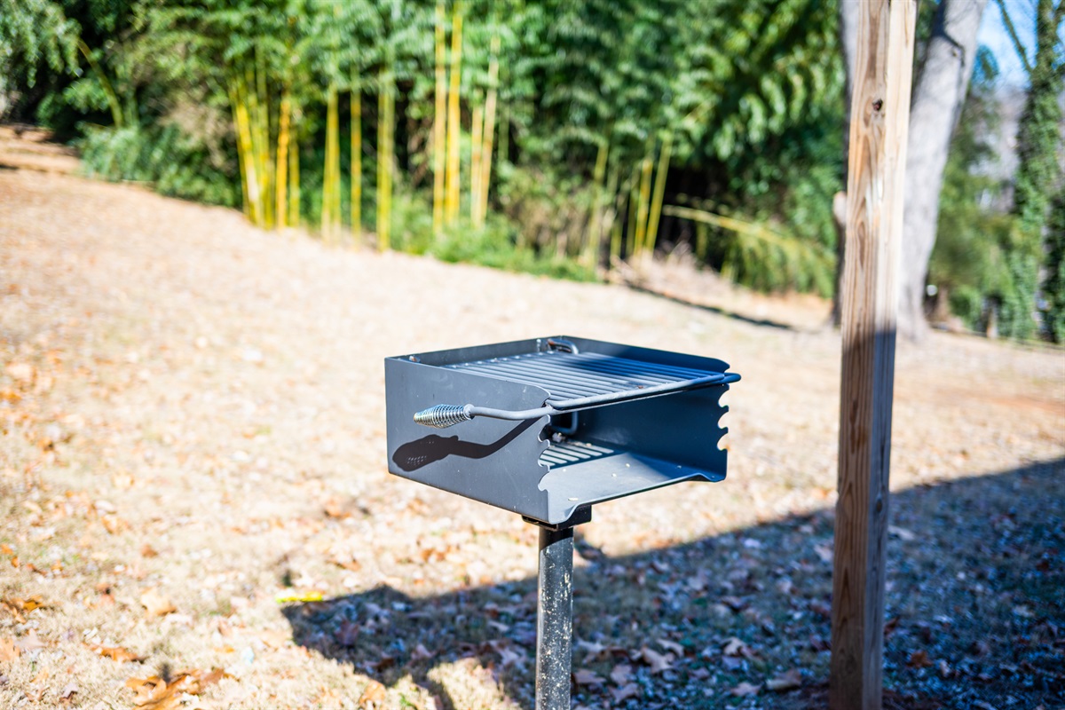 Park-Style charcoal grill is available for those perfect patio dinners!