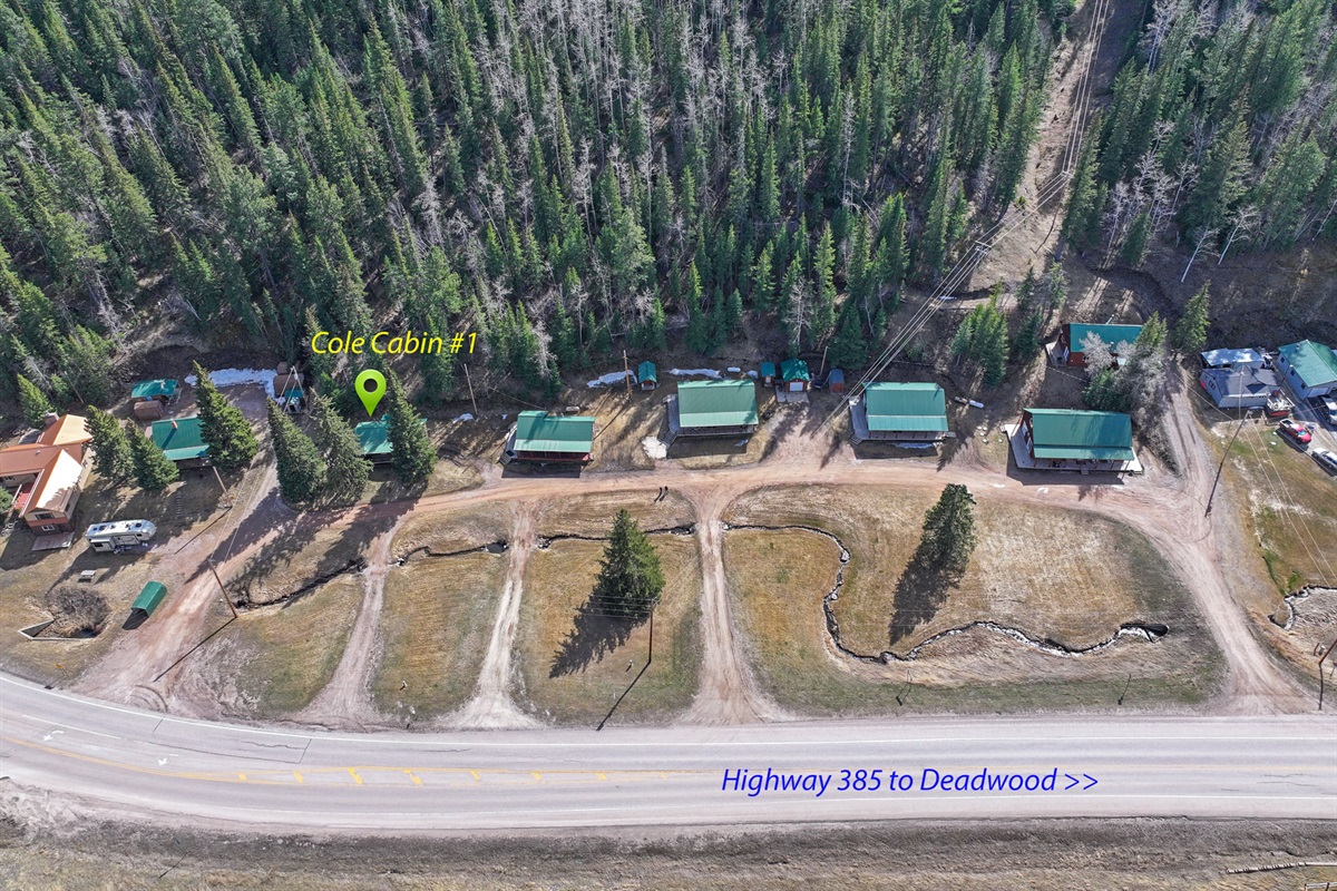 Bird's eye view of Cabin 1, Cole Cabins