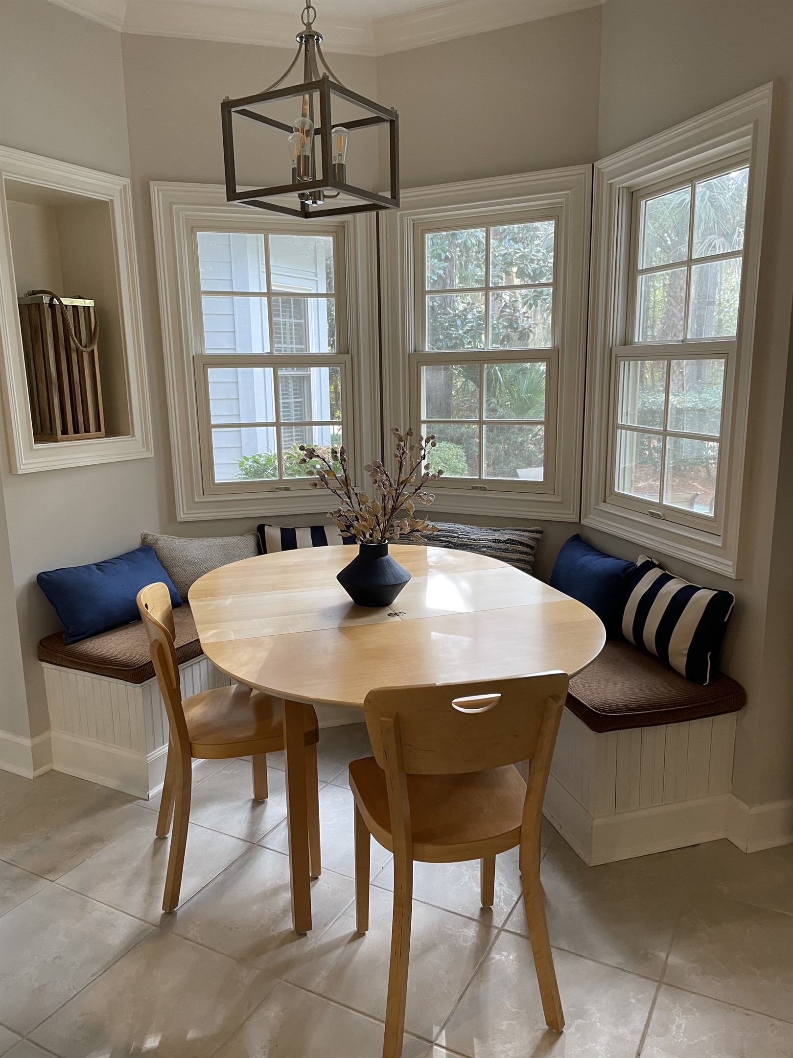 Breakfast table with built-in bench seating