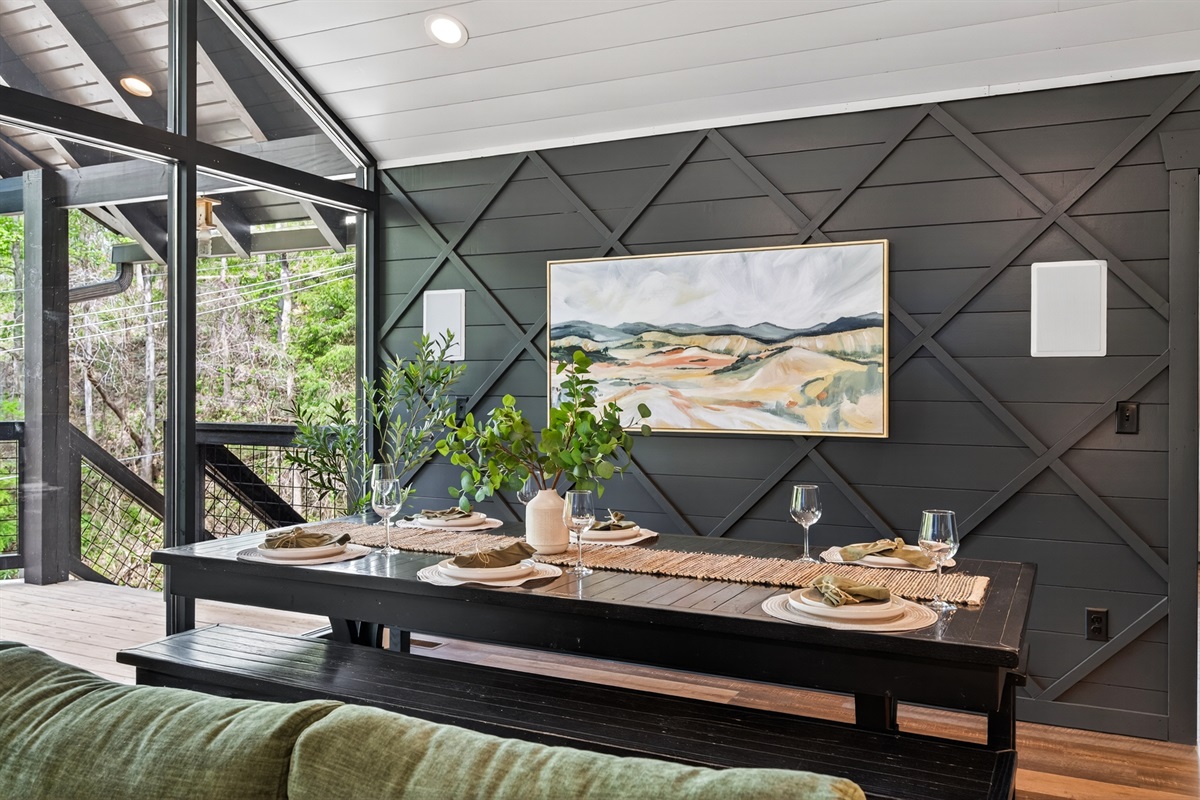 Large dining room table.