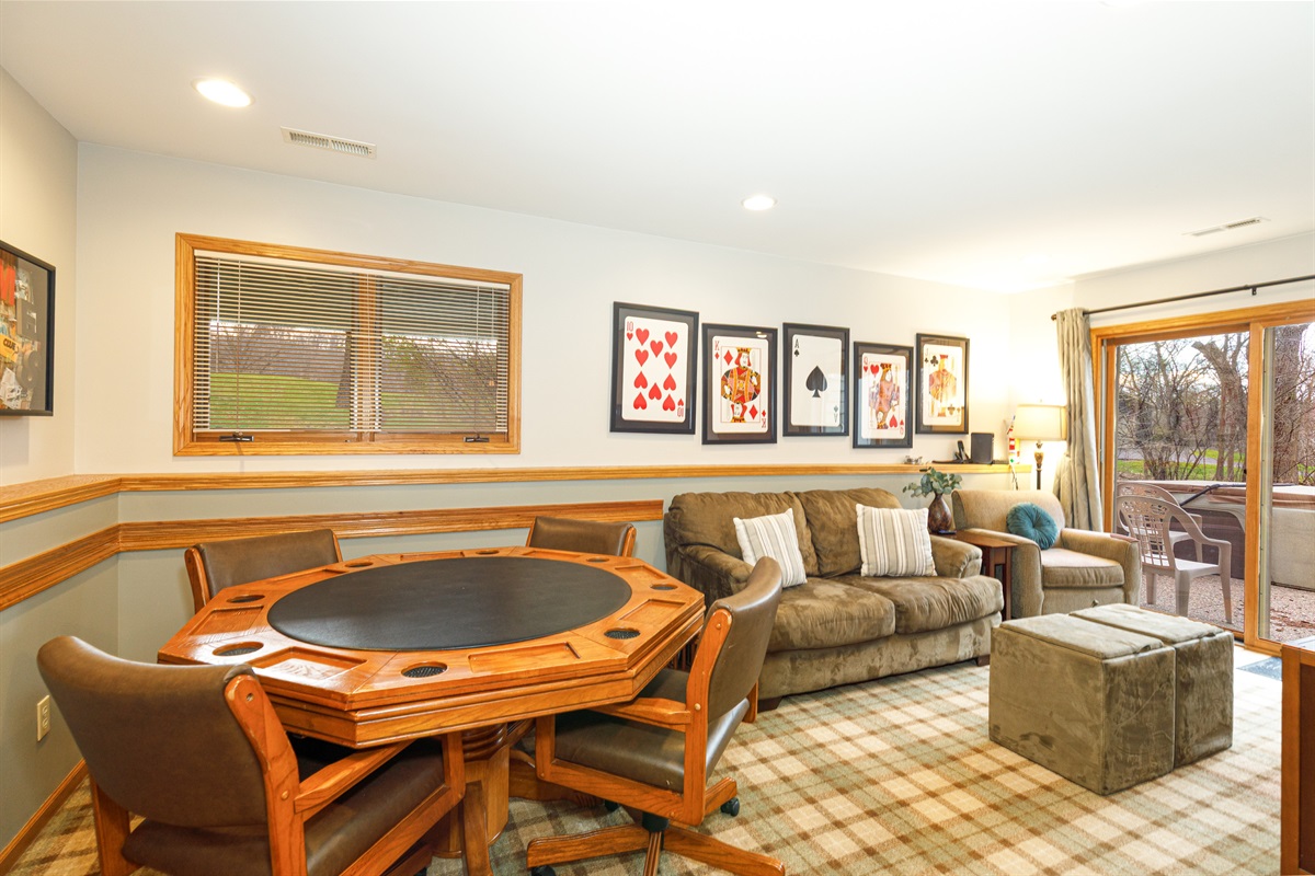 Retreat to the lower living room -- stream your favorite shows with the Roku TV or play one of the many board games