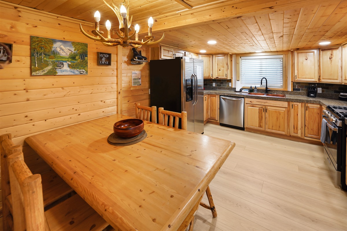 Fully equipped kitchen with dining space for family meals and gatherings