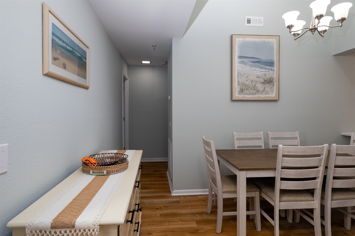 Viewing into the hallway from the dining room