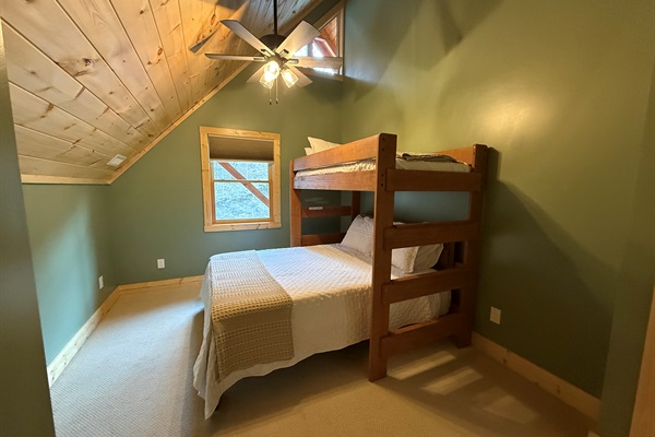 Upstairs Bedroom 1 with TV. 
