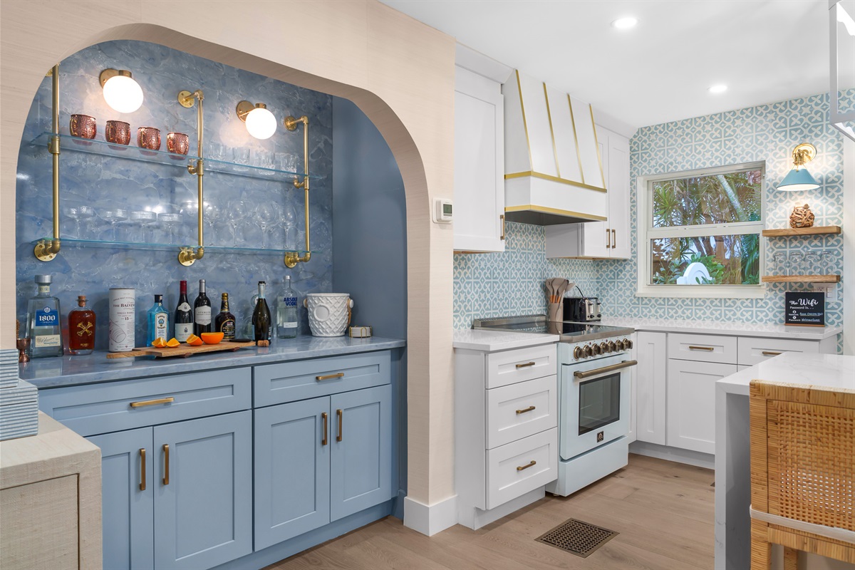 Shake things up at the dedicated beverage station and plenty of prep space.