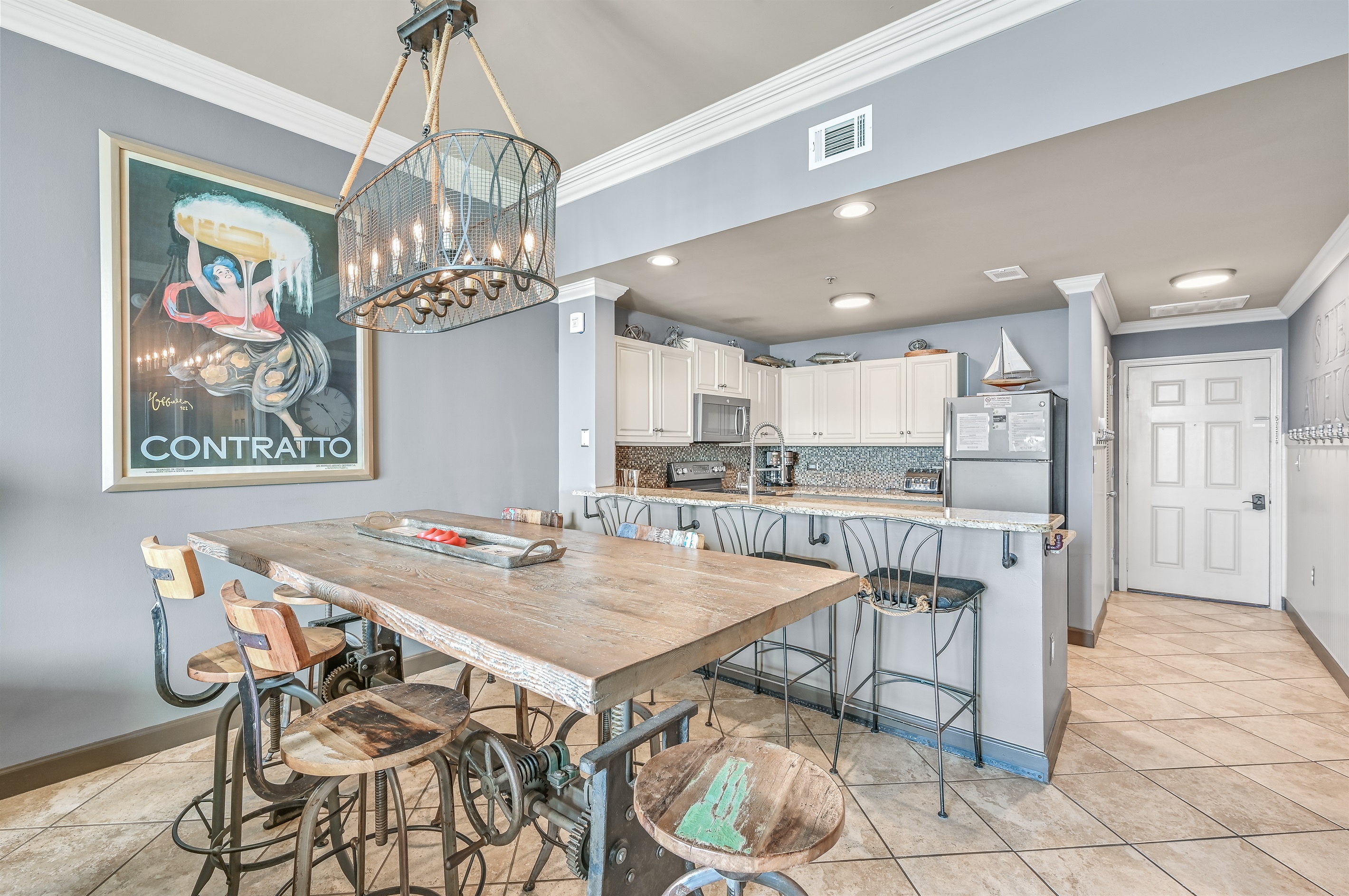 Dine at Bistro height or standard height - table and seating are adjustable!