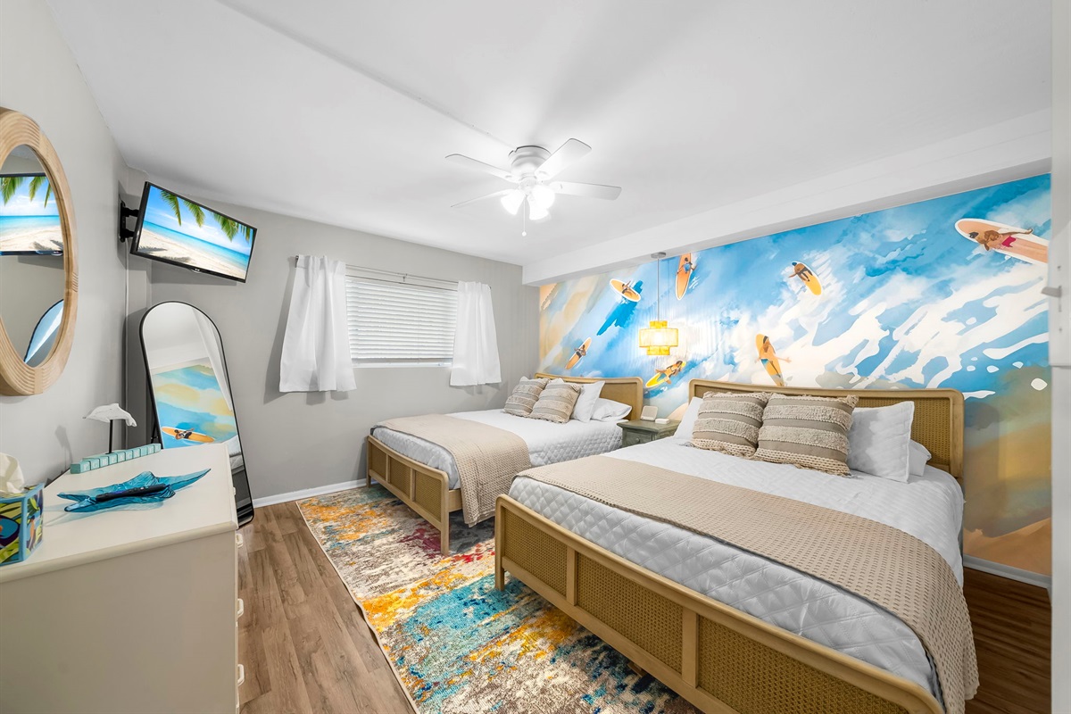 You will love the mornings waking up without an alarm in the Guest Bedroom boasting 2 brand new Queen size beds with fresh linens.