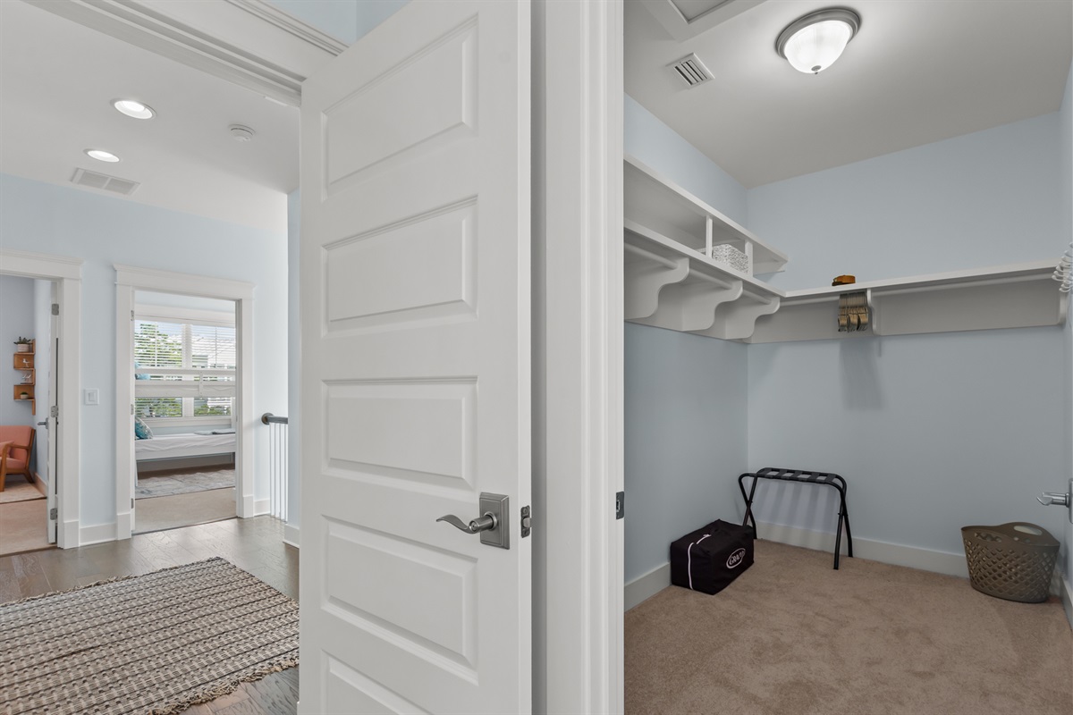 Pack ‘n play, baby monitor and fitted sheets are located in the large wall in close upstairs.