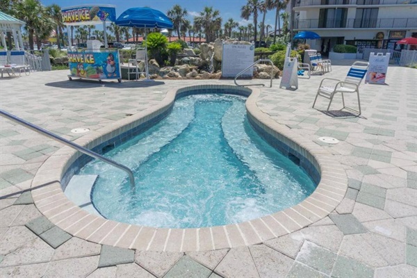 One of four hot tubs on property