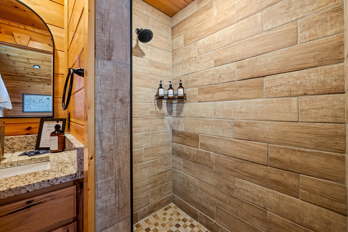 Walk in shower off the loft