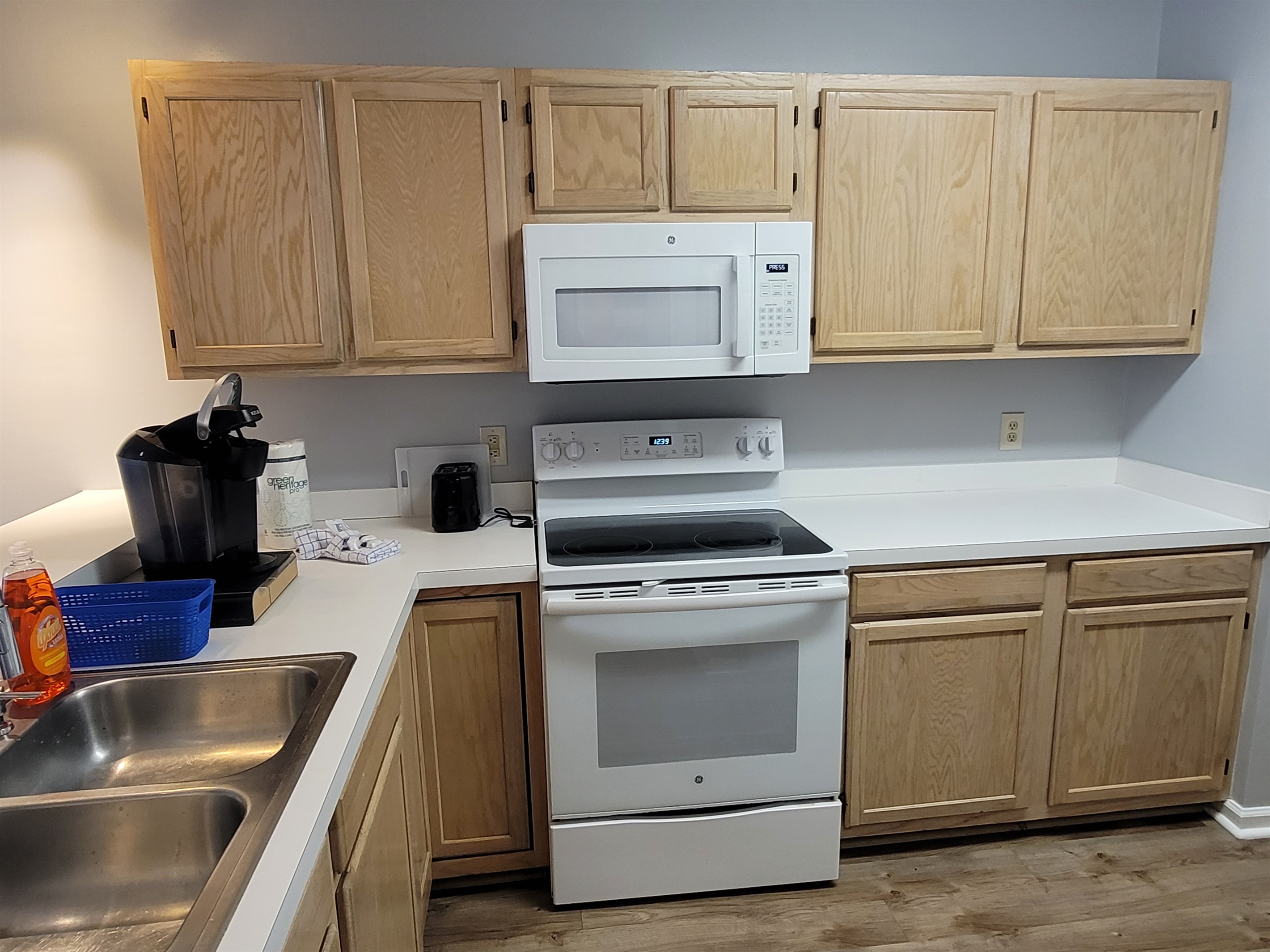 Microwave, stove, coffee maker, toaster