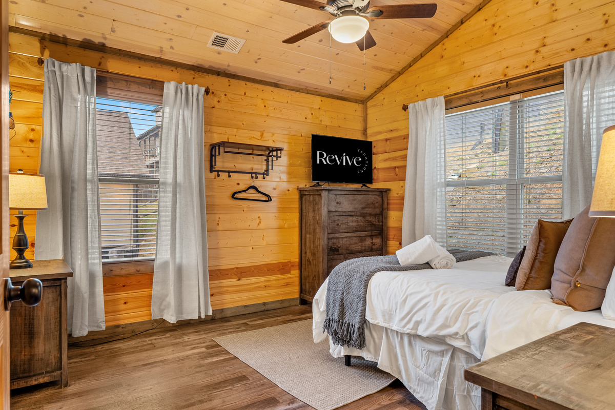 Our queen bedroom has all of the comforts of home including an en suite and TV.