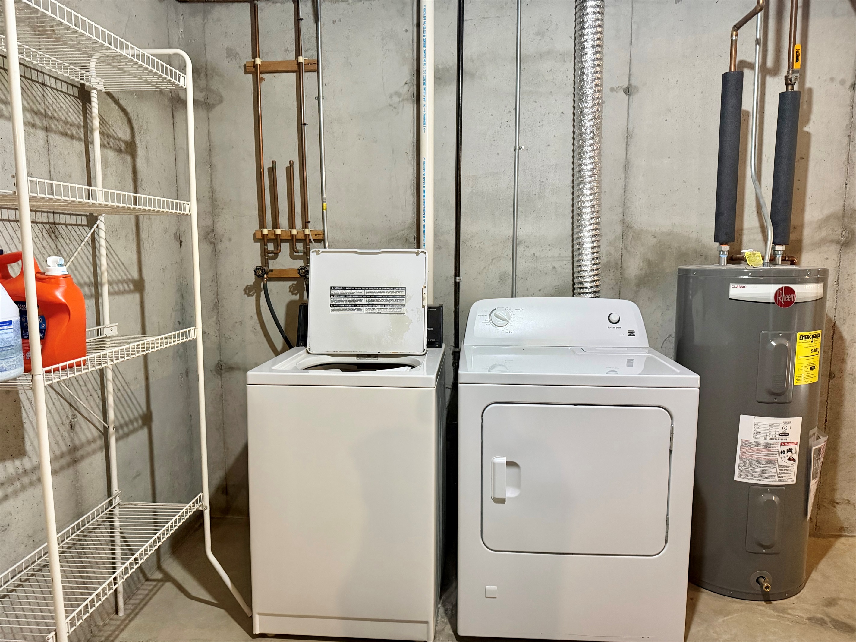 Convenient basement laundry with washer and gas dryer, making it easy to keep up with laundry during your stay