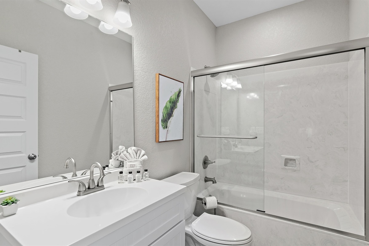 Bathroom #2: Private attached bathroom with shower/tub combo