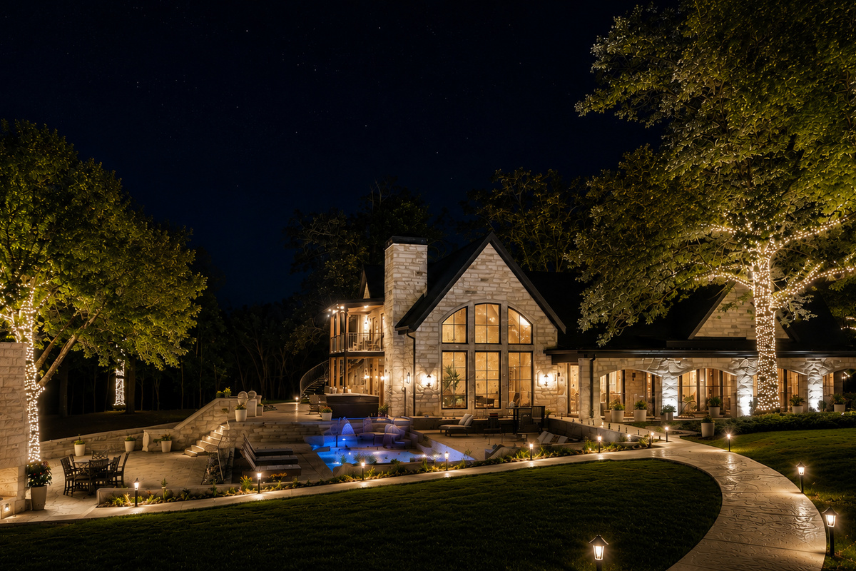 View of  the Villa Bethesda home at night