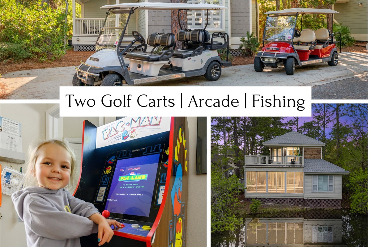 TWO Golf Carts, Family Fun Games, Fishing out back