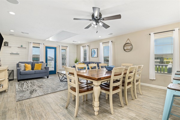 Open concept living dining and kitchen