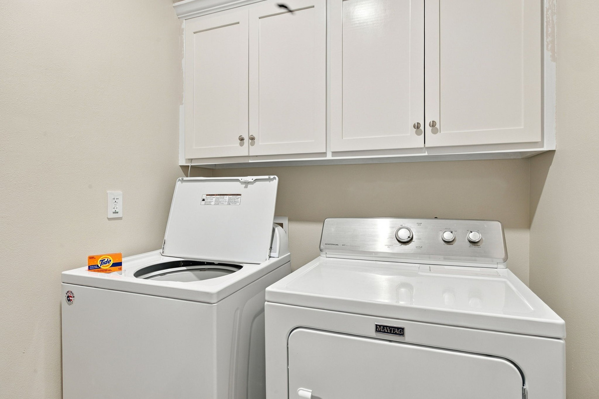Convenient laundry amenities make extended stays effortless.