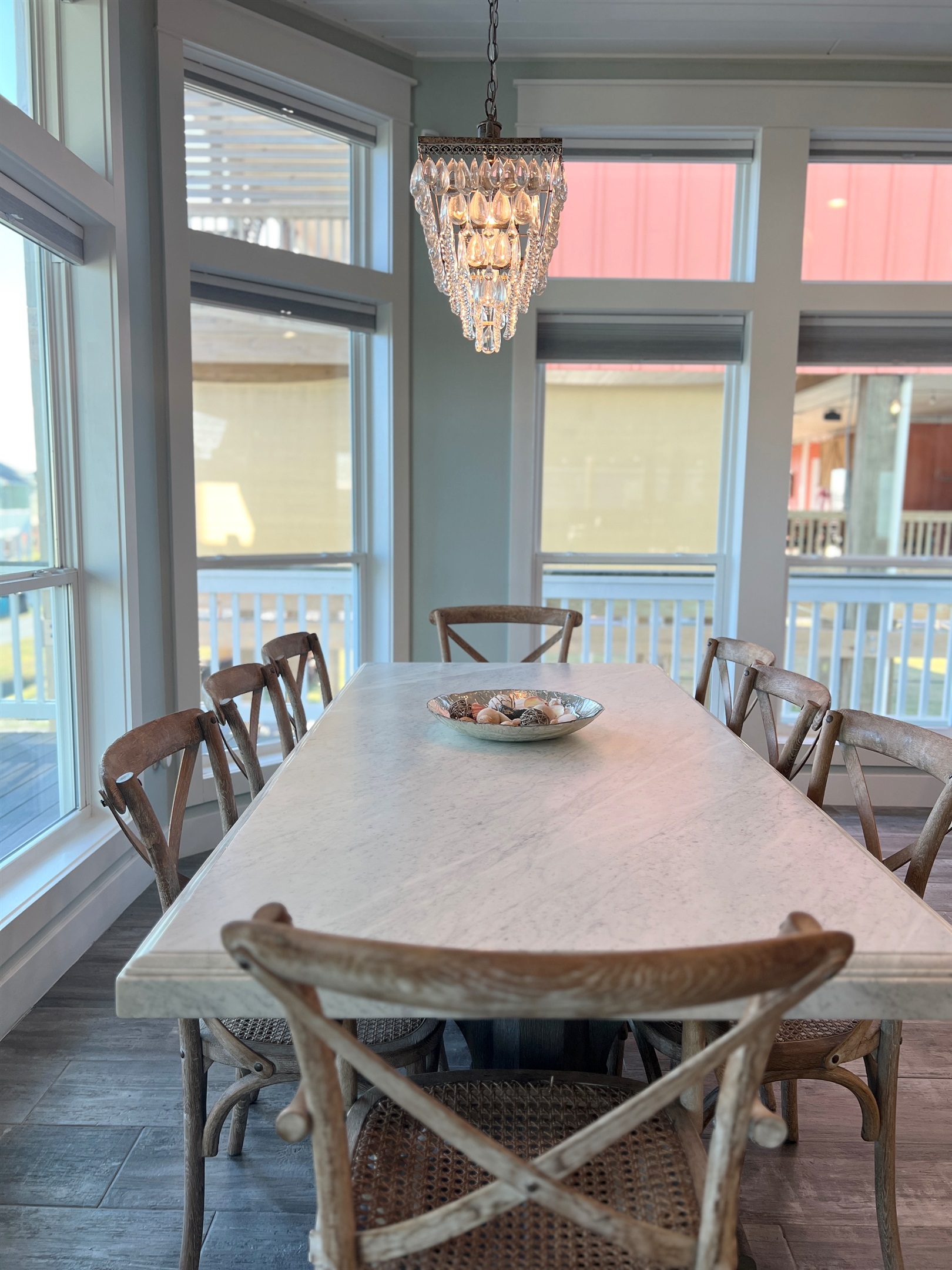 Crystal Paradise Kitchen: Bright kitchen with luxurious marble surfaces and generous 8-seat layout.