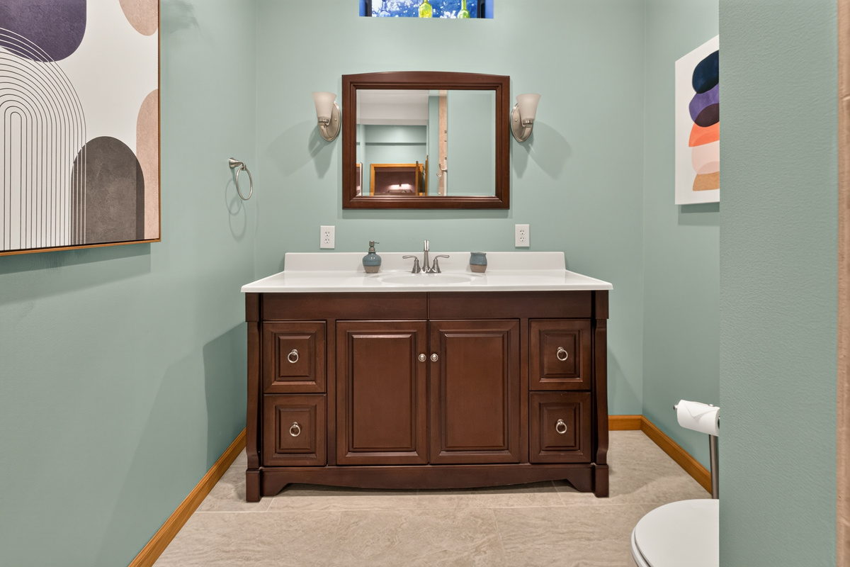 Bathroom vanity with wooden cabinetry