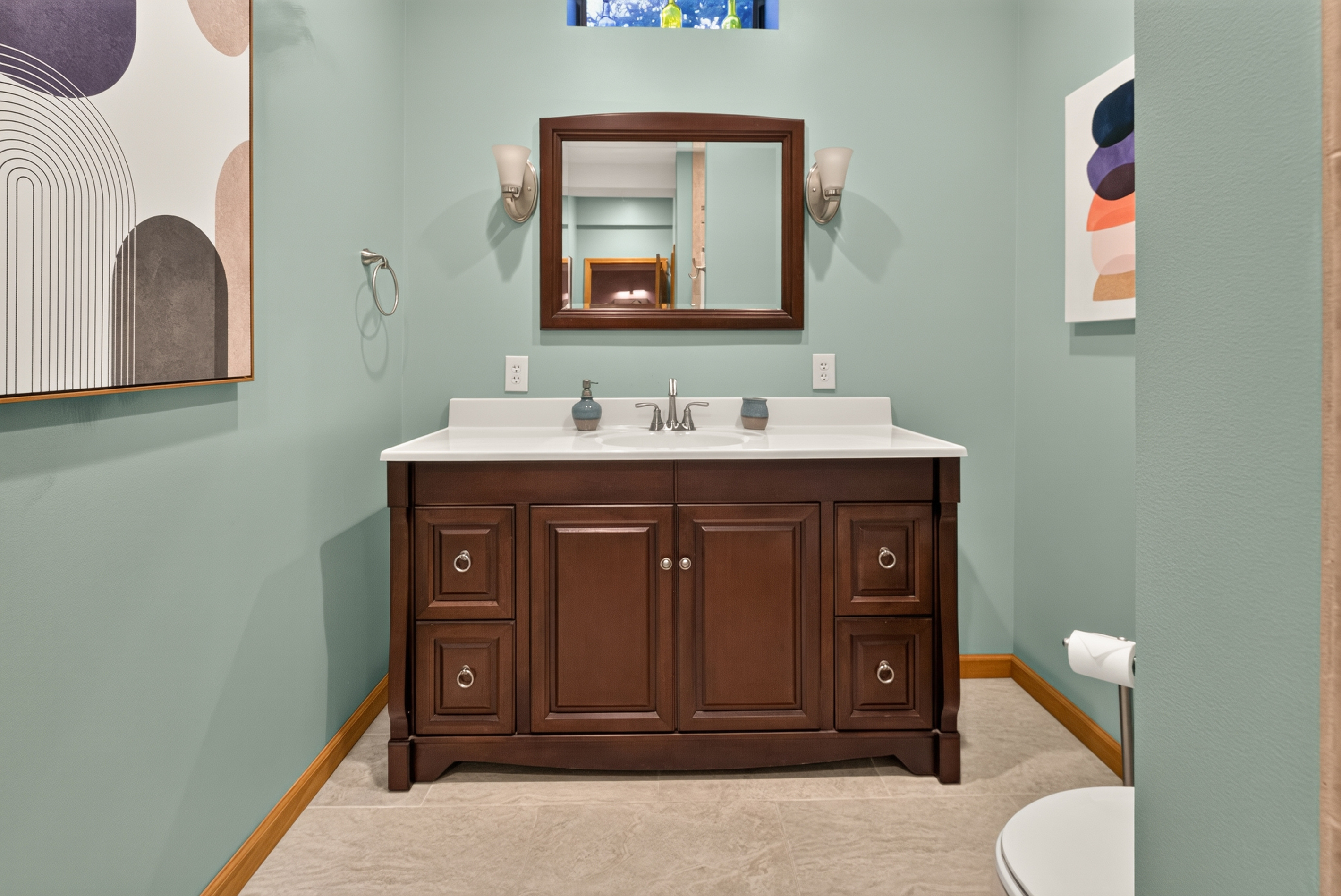 Bathroom vanity with wooden cabinetry