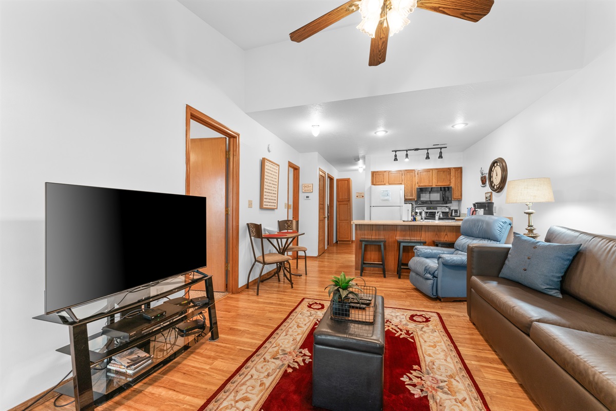 The open-concept layout keeps the condo feeling easygoing and connected.