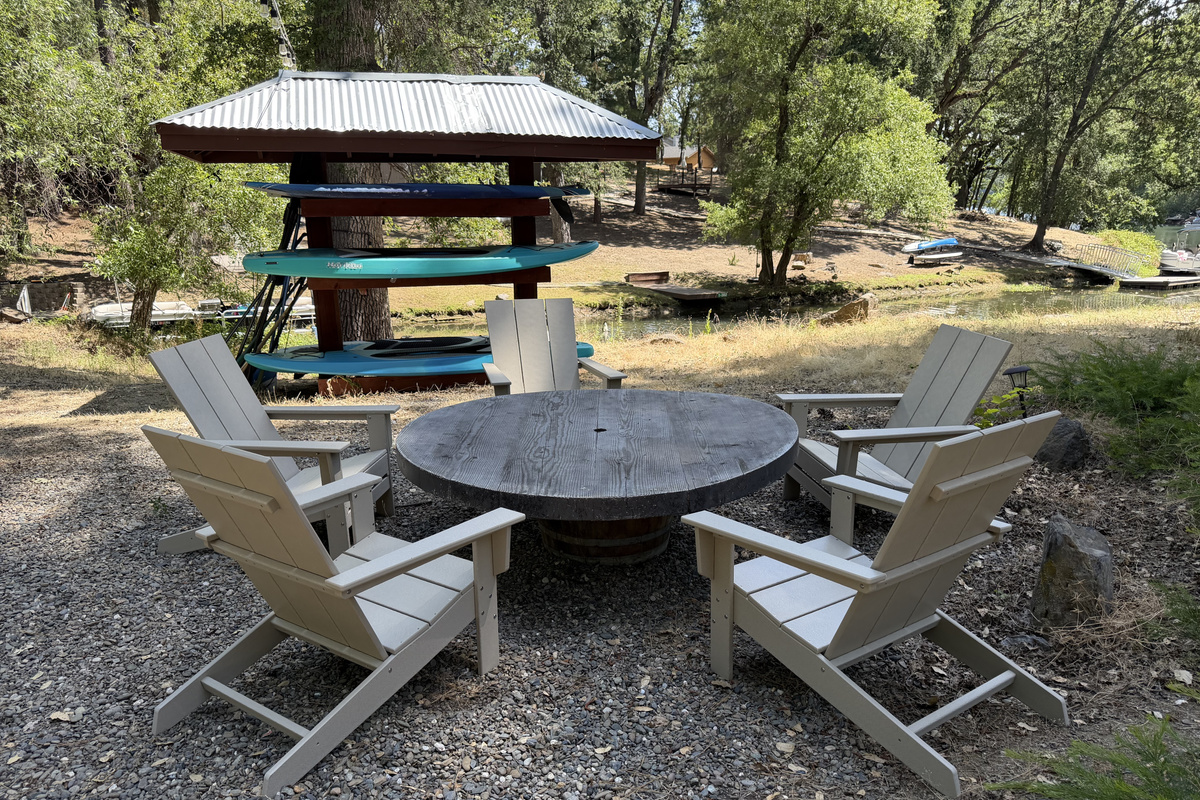 new backyard table and SUP rack