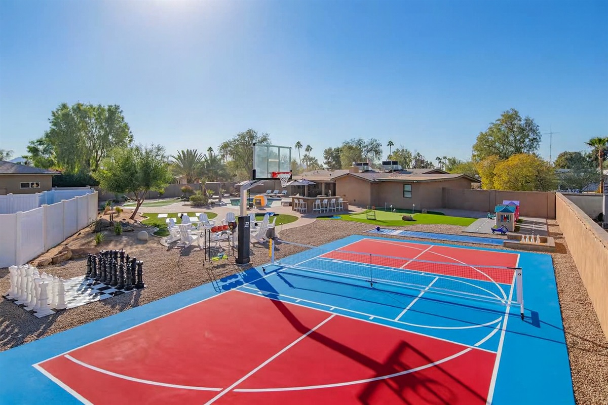 Tournament-ready sport courts — perfect for competitive pickleball and basketball games.