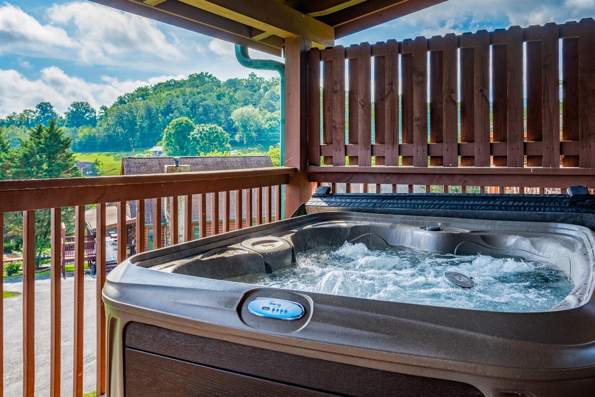 Unwind in your private hot tub after a day of adventure