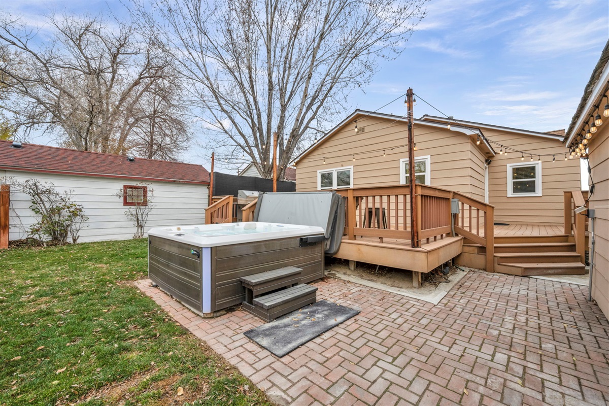 A view of the backyard.
