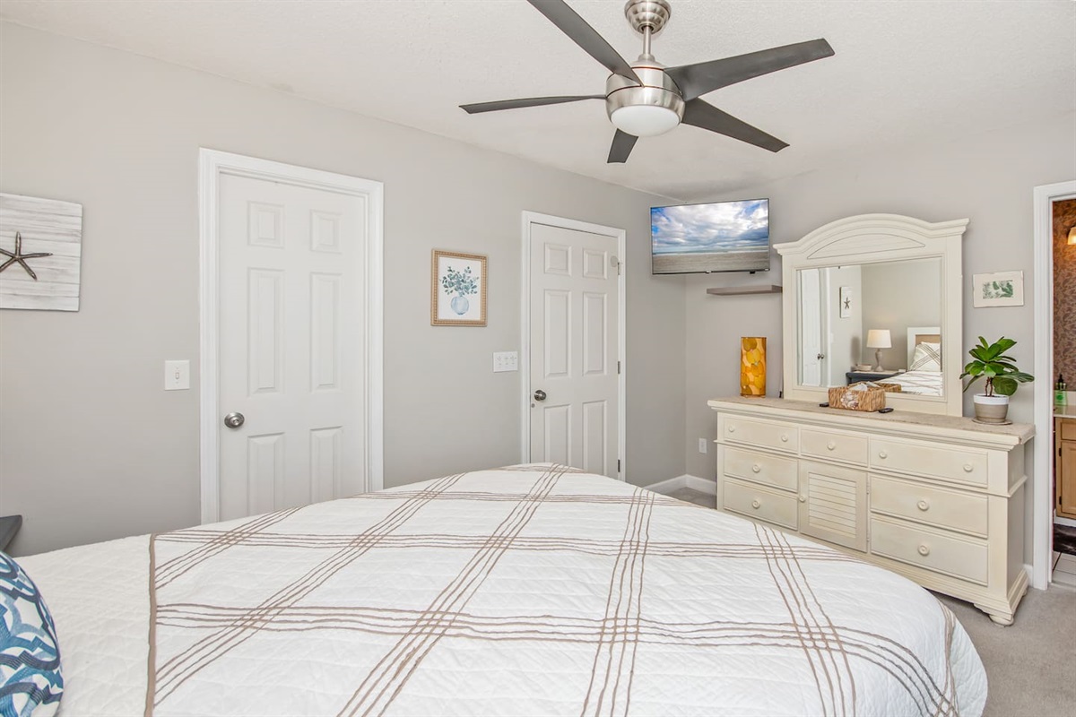 Ceiling fan to cool you while you sleep.  