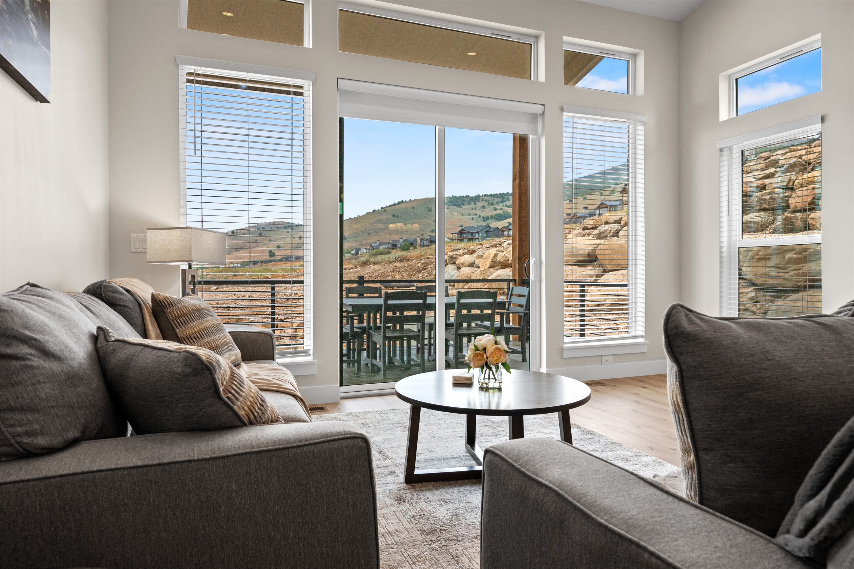 Breathtaking views of the mountains from the living room.