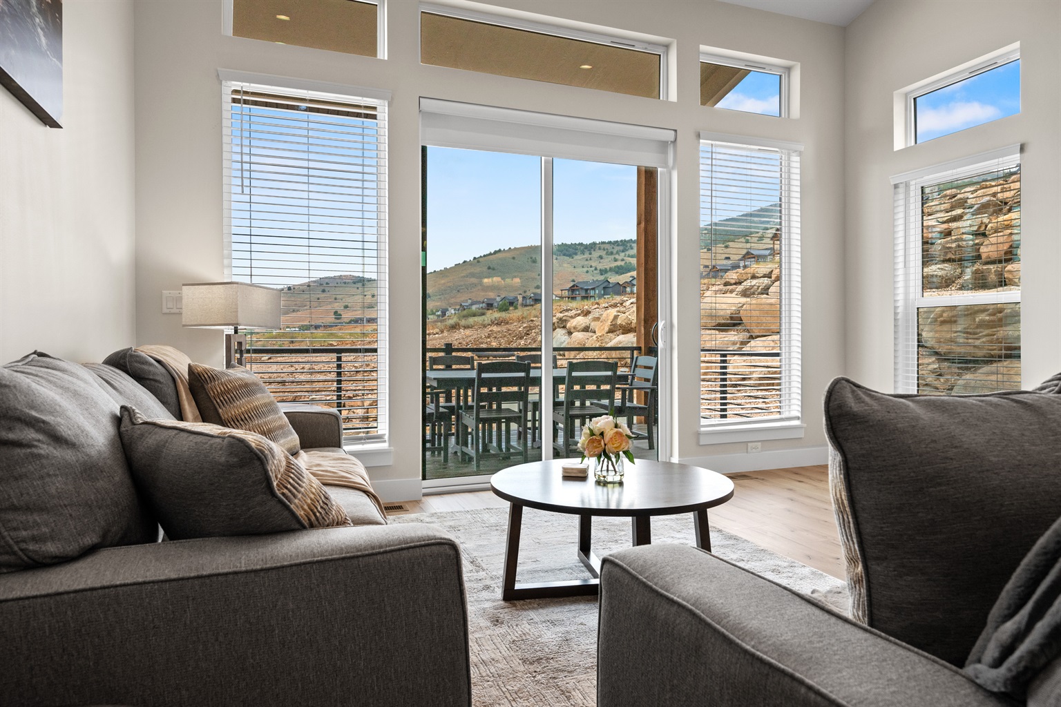 Breathtaking views of the mountains from the living room.