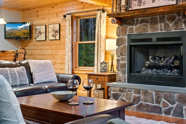 Whether it's a rainy afternoon or a chilly night, the fireplace turns the room into a snug little escape!