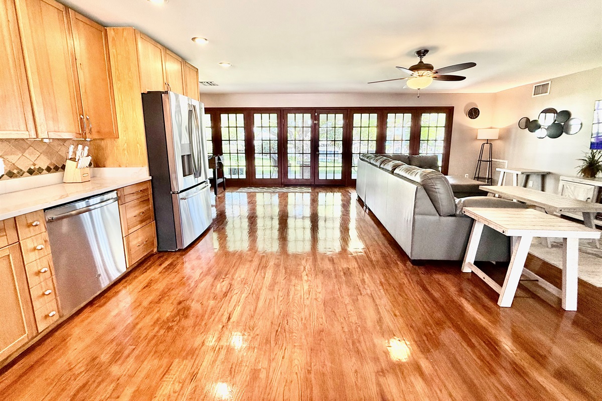 Prepare your favorite meals in this airy kitchen with stainless steel appliances, loads of counter space, and plenty of natural light to start your mornings right.