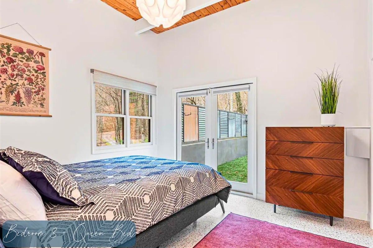 Queen Bed on the Main Floor with Access to Private Side Yard