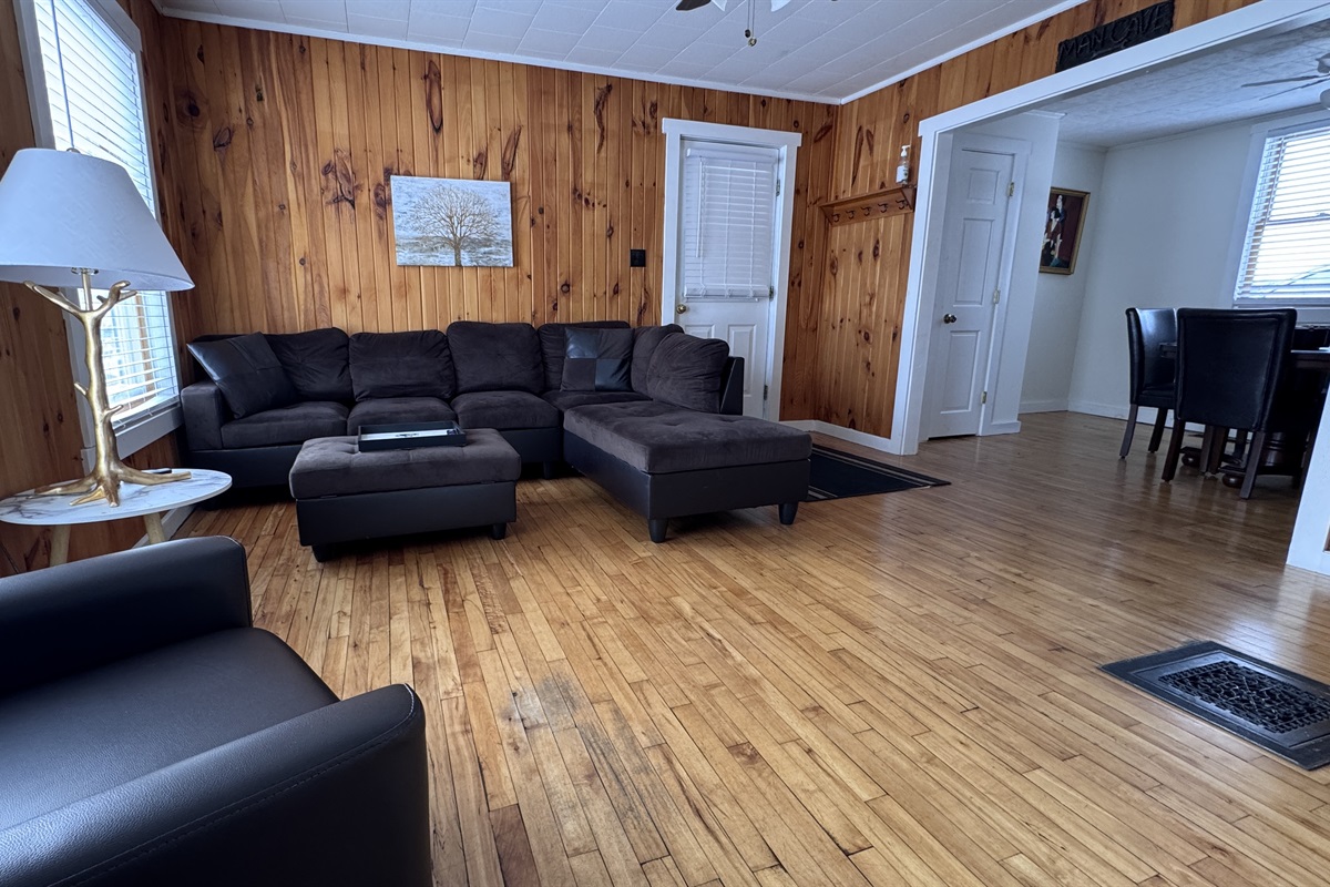 Living room with large L-shaped couch