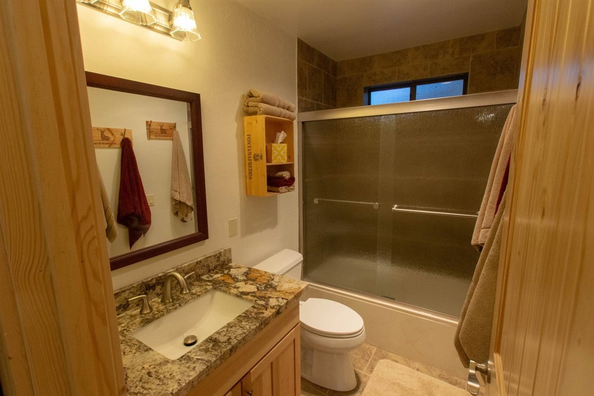 Hall bath and shower on main floor.