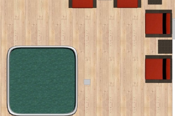 Lower Level Deck Rendering with Hot Tub