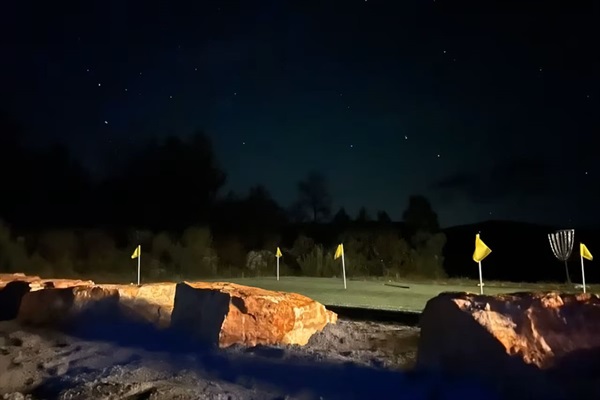Evening putting green under the stars—quiet, peaceful, and unforgettable.