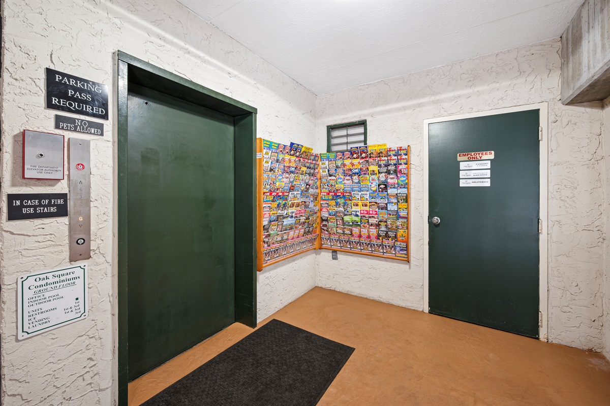 Secure building with elevator access