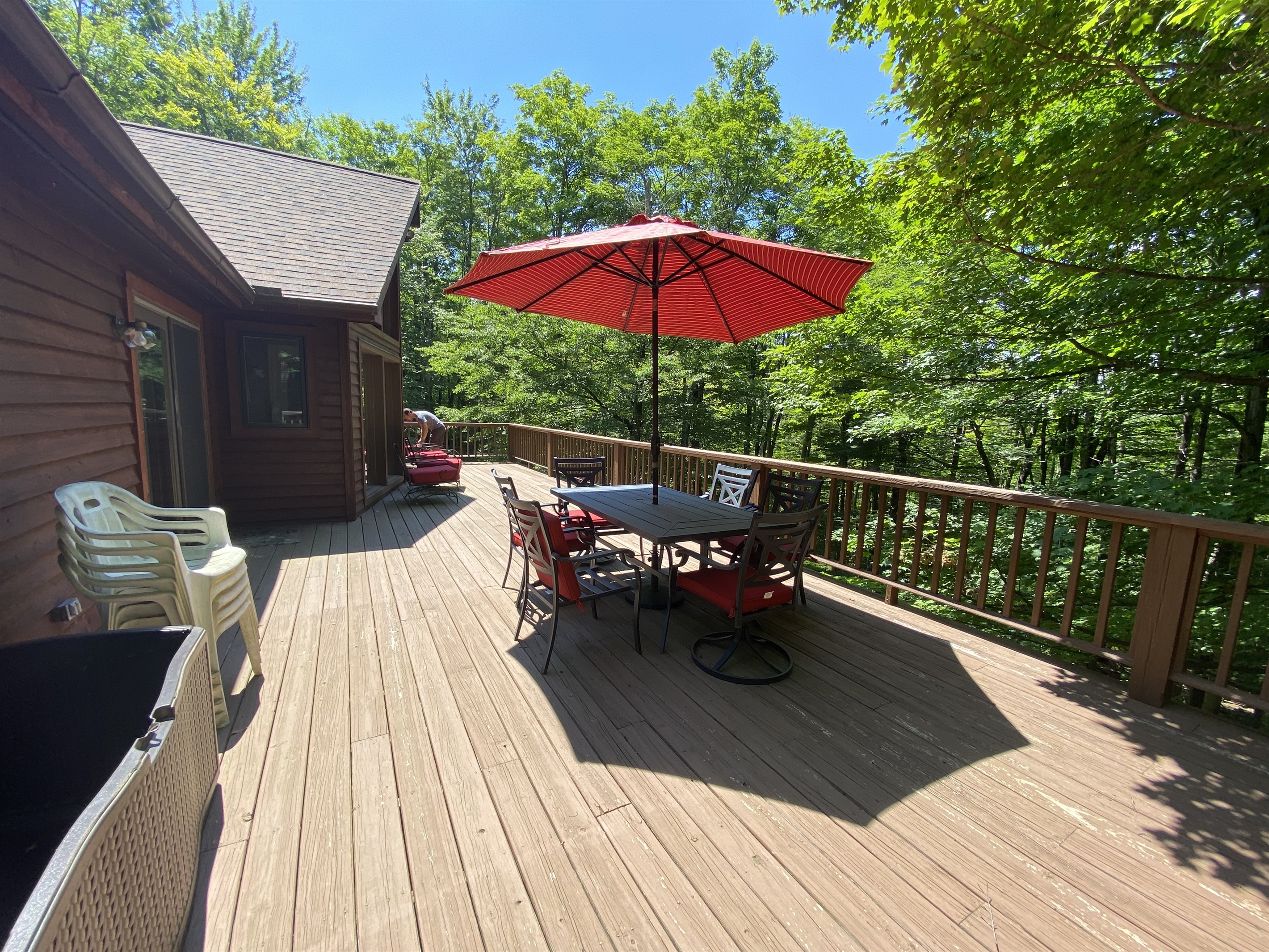 Huge deck for gathering and dinners.  