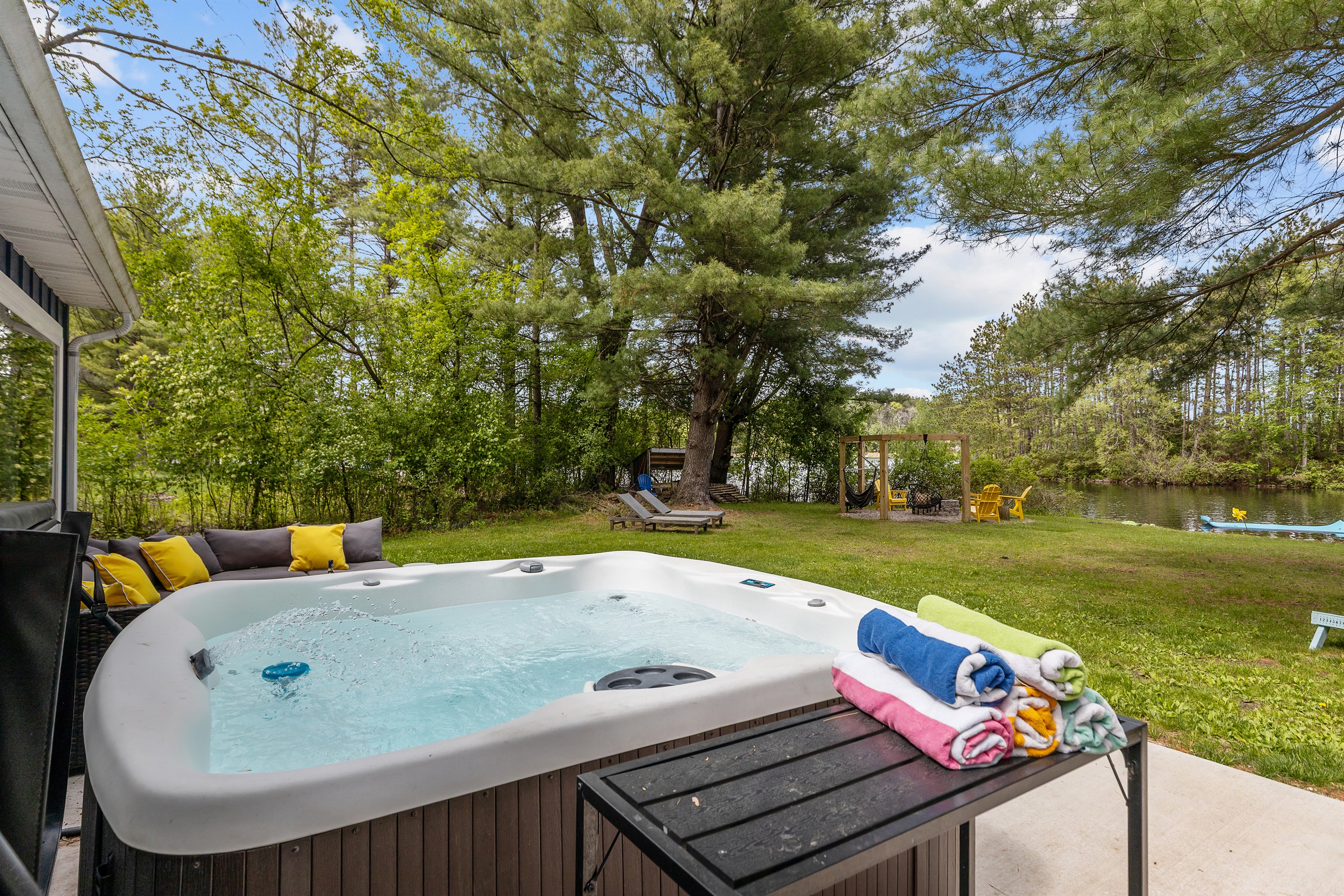 Whether it's morning coffee or stargazing at night, the hot tub is the perfect place to relax.