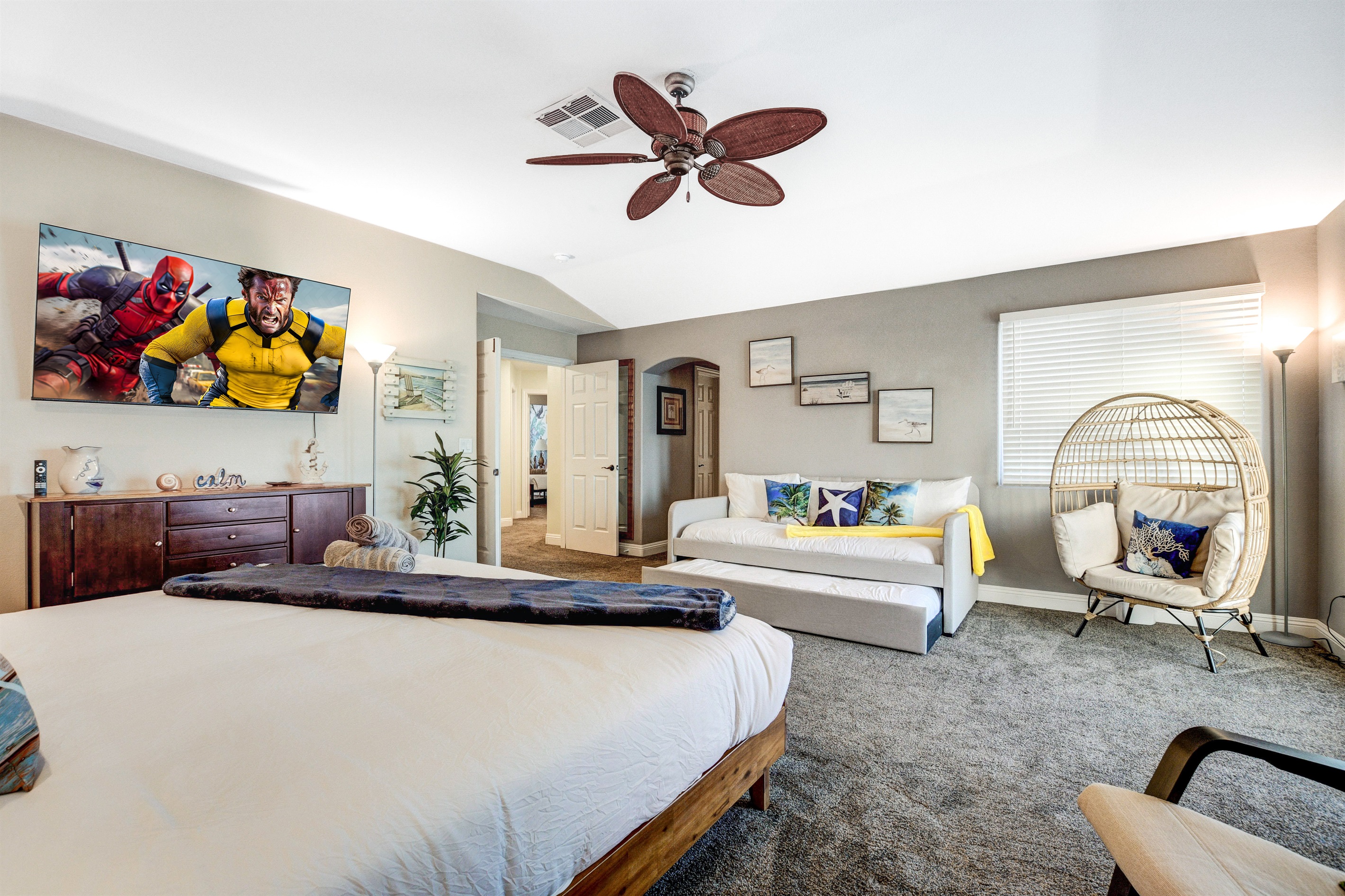 Another view of the master bedroom with bonus day bed shown.