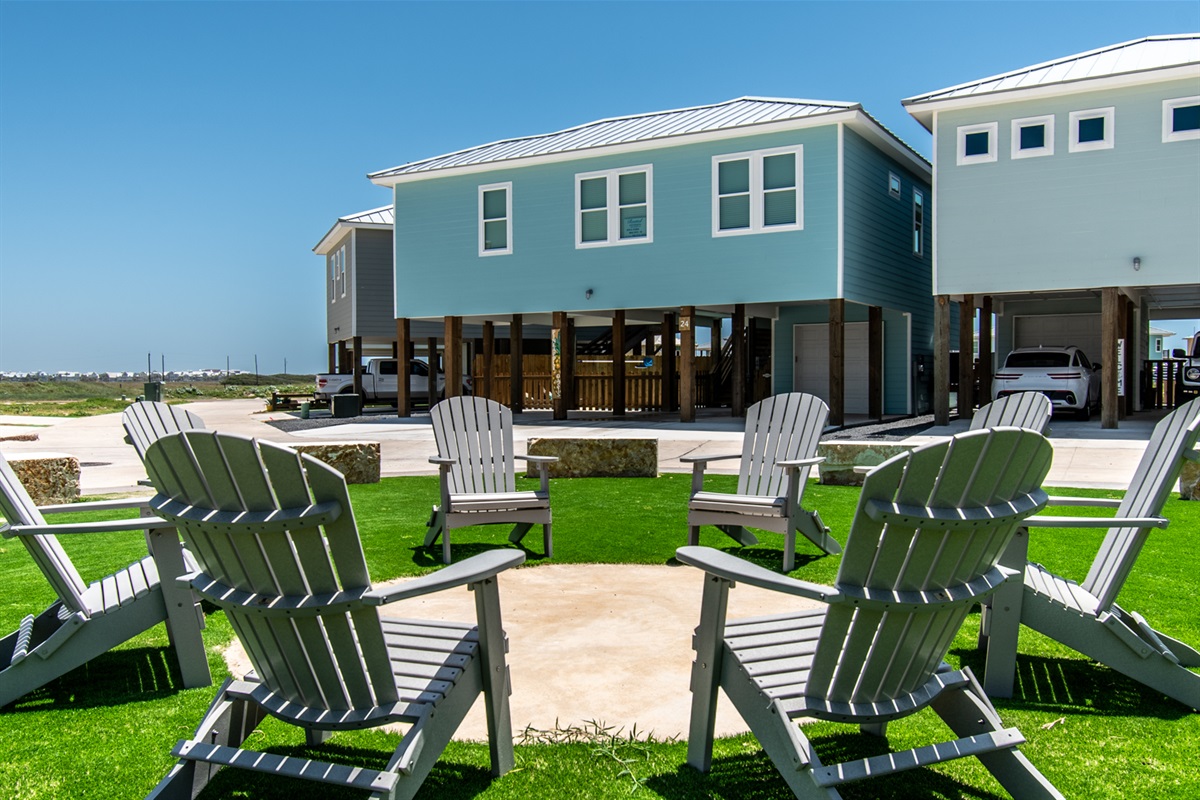 Outdoor community seating right outside the house