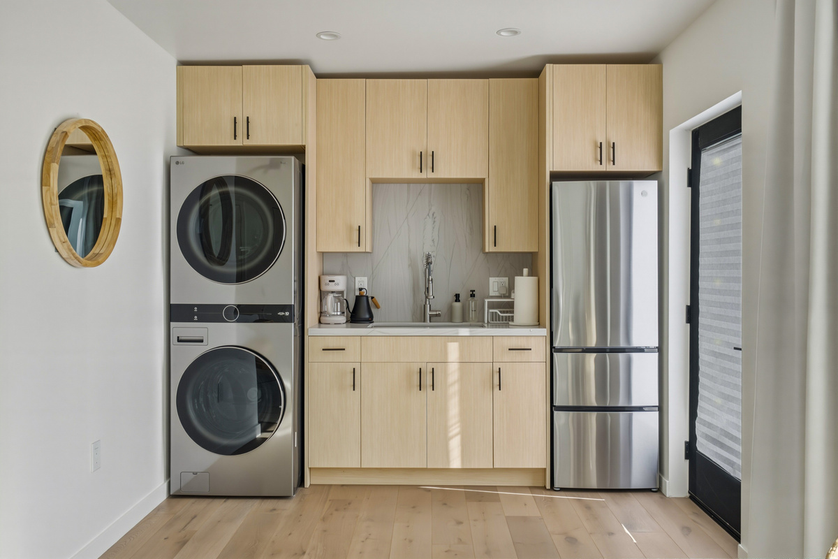 Washer/Dryer and studio kitchenette